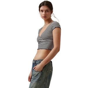 BDG x Urban Outfitters Madi Ribbed Surplice Short Sleeve Tee - Size Large